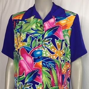 Diane Gilman Shirt Set S Hand Painted Silk NWOT
